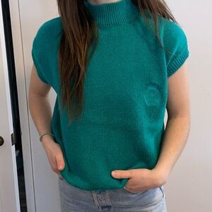 Vintage teal knit shirt vest